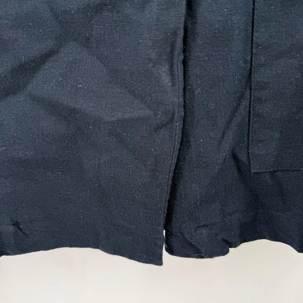 Amadi Anthropologie Blazer Womens Large NWT Navy Kayne Double Breast Linen Blend